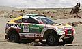 Auch Titelverteidiger Stéphane Peterhansel und sein Beifahrer Jean-Paul Cottret hatten gestern Schwierigkeiten und überschlugen sich mit ihrem Mitsubishi Racing Lancer. Foto: Auto-Reporter/Mitsubishi